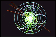 Simulation of a typical disintegration of a Higgs boson
